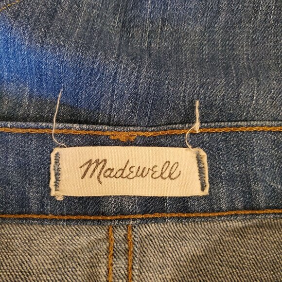 Madewell 26 The Slim Boy Jean Skirt Mini Blue Denim Grunge Steampunk - Picture 3 of 4